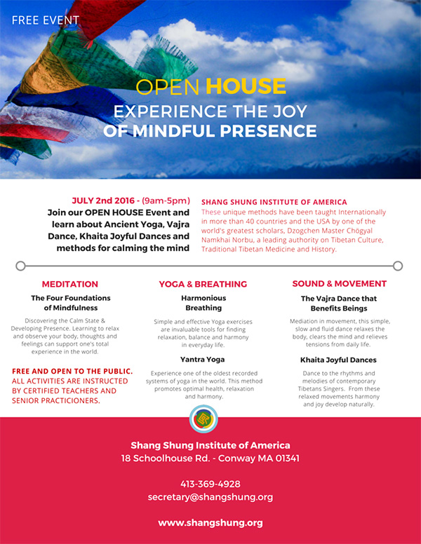 Shang Shung Institute - Open House (Free Event)