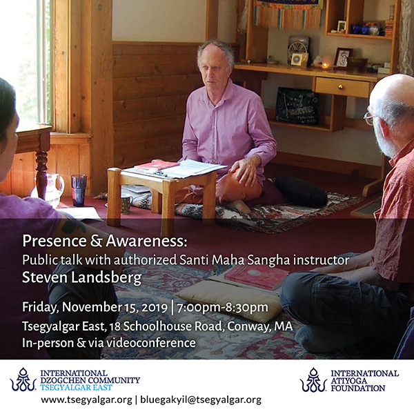Presence & Awareness: Public talk with authorized SMS instructor Steven Landsberg